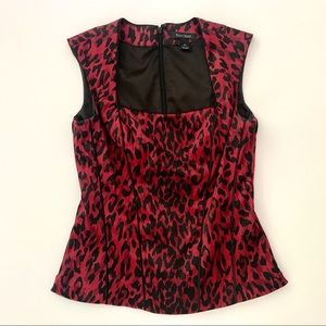 WHBM Red Leopard Print Top